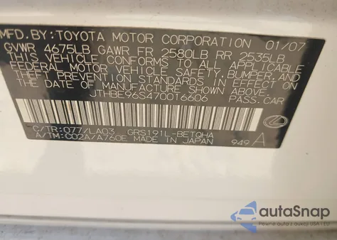 2007 Lexus Gs 350 z USA, uszkodzony, nr VIN JTHBE96S470016606